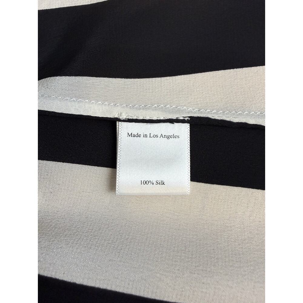 100% Silk Robe Womens Extra Small Black Ivory Striped Beetlejuice Minimalist - Picture 13 of 15